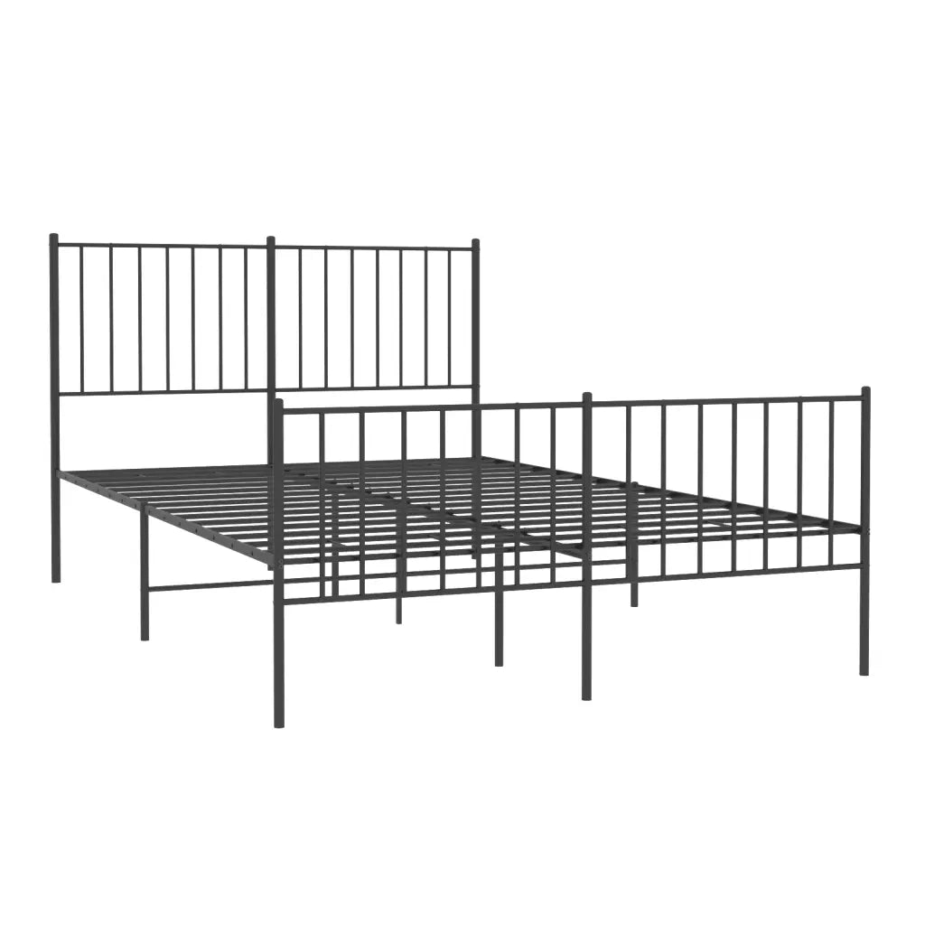 Giroletto con Testiera e Pediera-Struttura Letto Metallo Nero 120x190 cm 230296