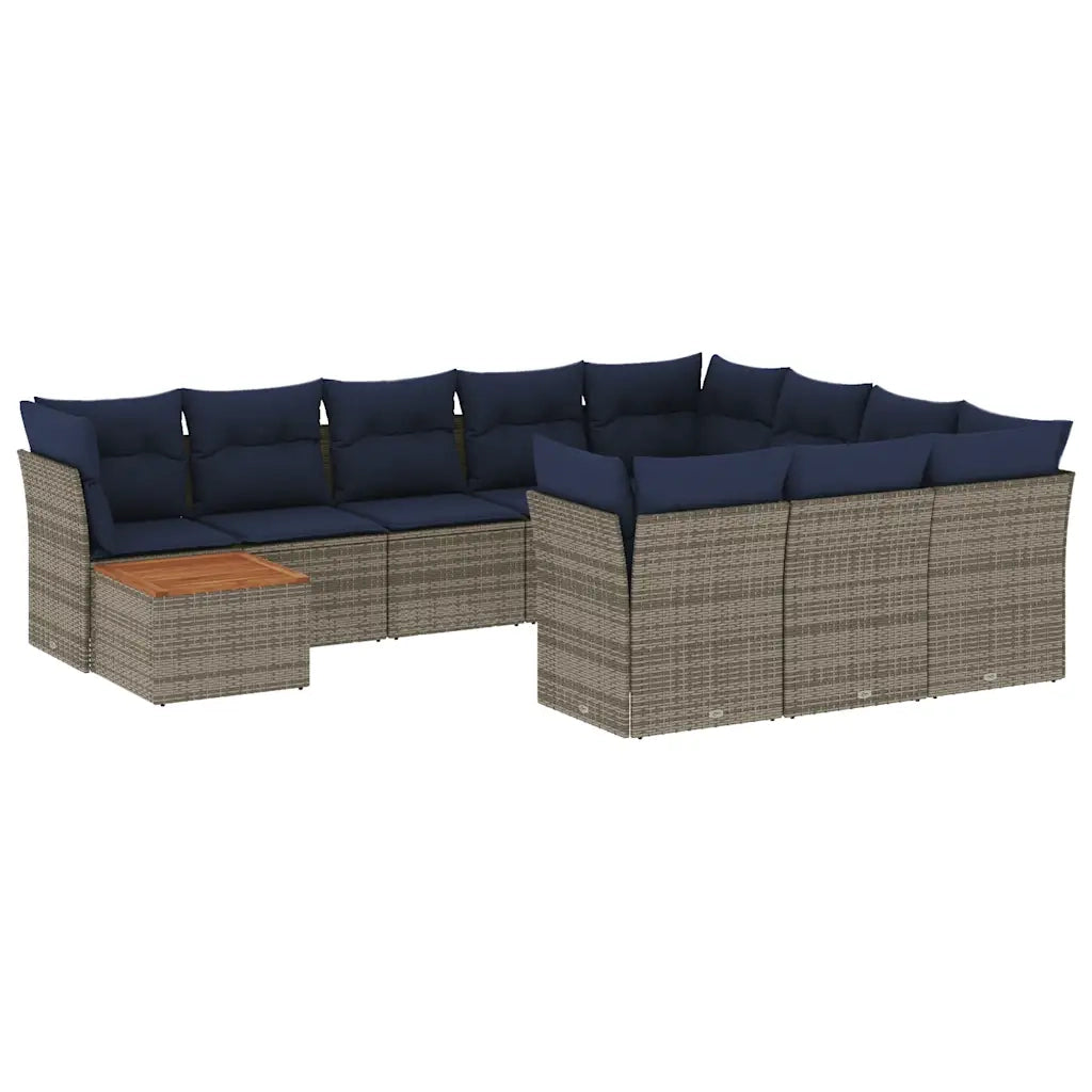 Set Divani da Giardino 13 pz con Cuscini Grigio in Polyrattan 3256320