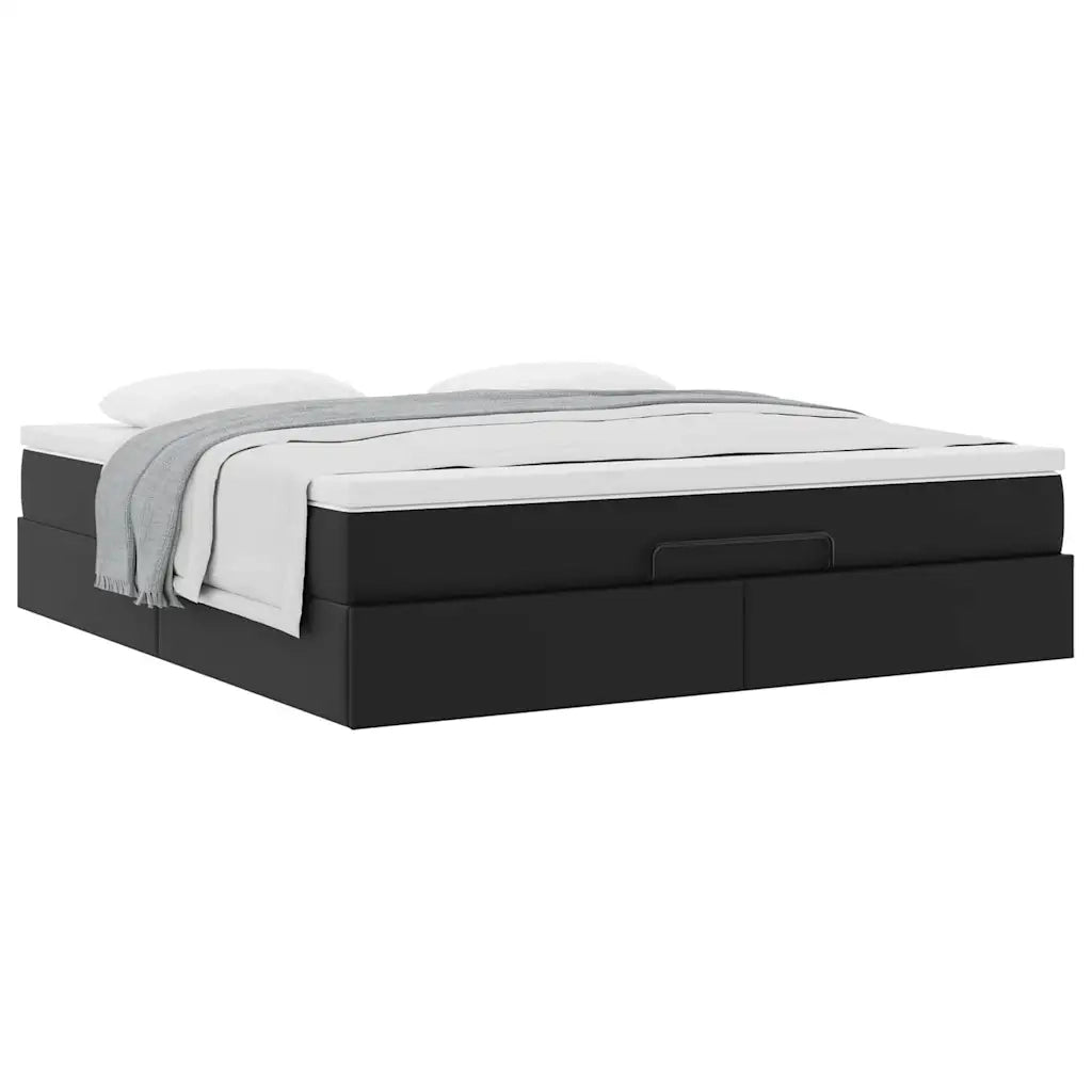 Struttura Letto Pouf con Materasso Nero 180x200 cm Similpelle 3311051