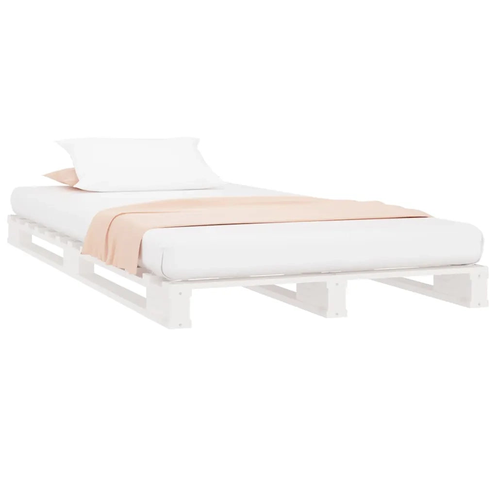 Letto a Pallet Bianco 90x190 cm Single Legno Massello di Pino 821423