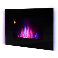 Camino Elettrico da Parete Potenza 1000W/2000W Effetto Fiamma 7 Colori con Telecomando 90 × 9.5 × 56cm
