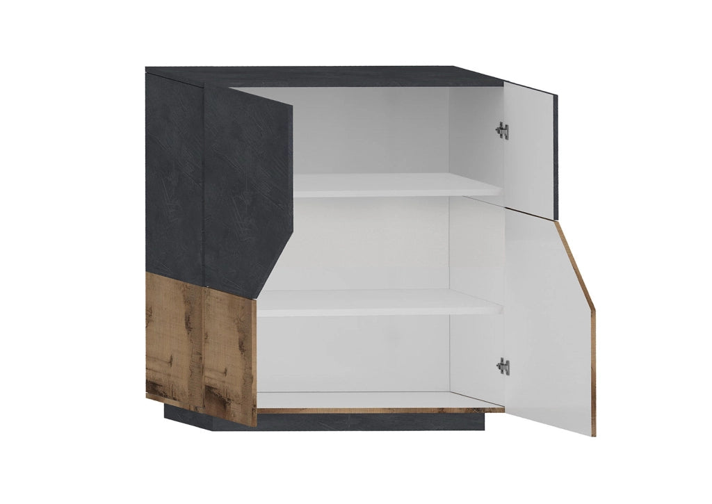 Credenza Alta 100x43x106 cm Alien Ardesia e Acero Pereira
