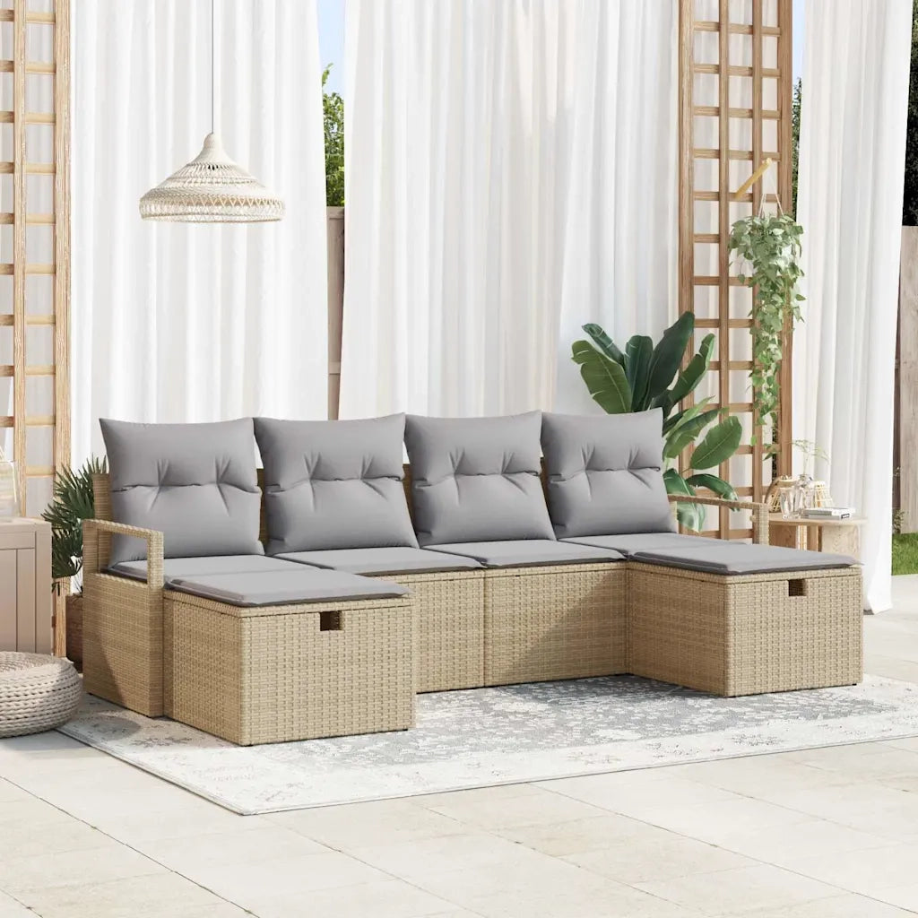 Set di divani 6 pcs Beige e Grigio Chiaro polyrattan 3359219