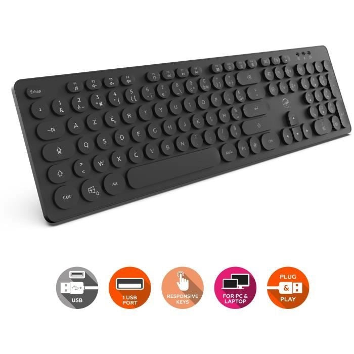 Tastiera cablata RGB - MOBILITY LAB - ML306858 - AZERTY - Tasti rotondi - Nera