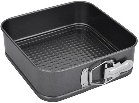 Forma a Spring per Torta Quadrata 24 cm - Stampo per Torta con Smalto Antitrasferimento - Set di Cottura - Materiale in Acciaio Inossidabile di Alta Qualità - Facile da Pulire