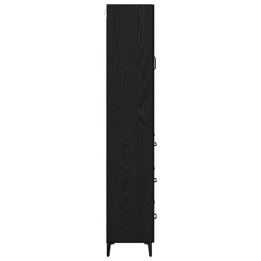 Credenza-Buffet-Armadio da cucina Rovere Nero 69,5 x 34 x 180 cm Legno multistrato 557331
