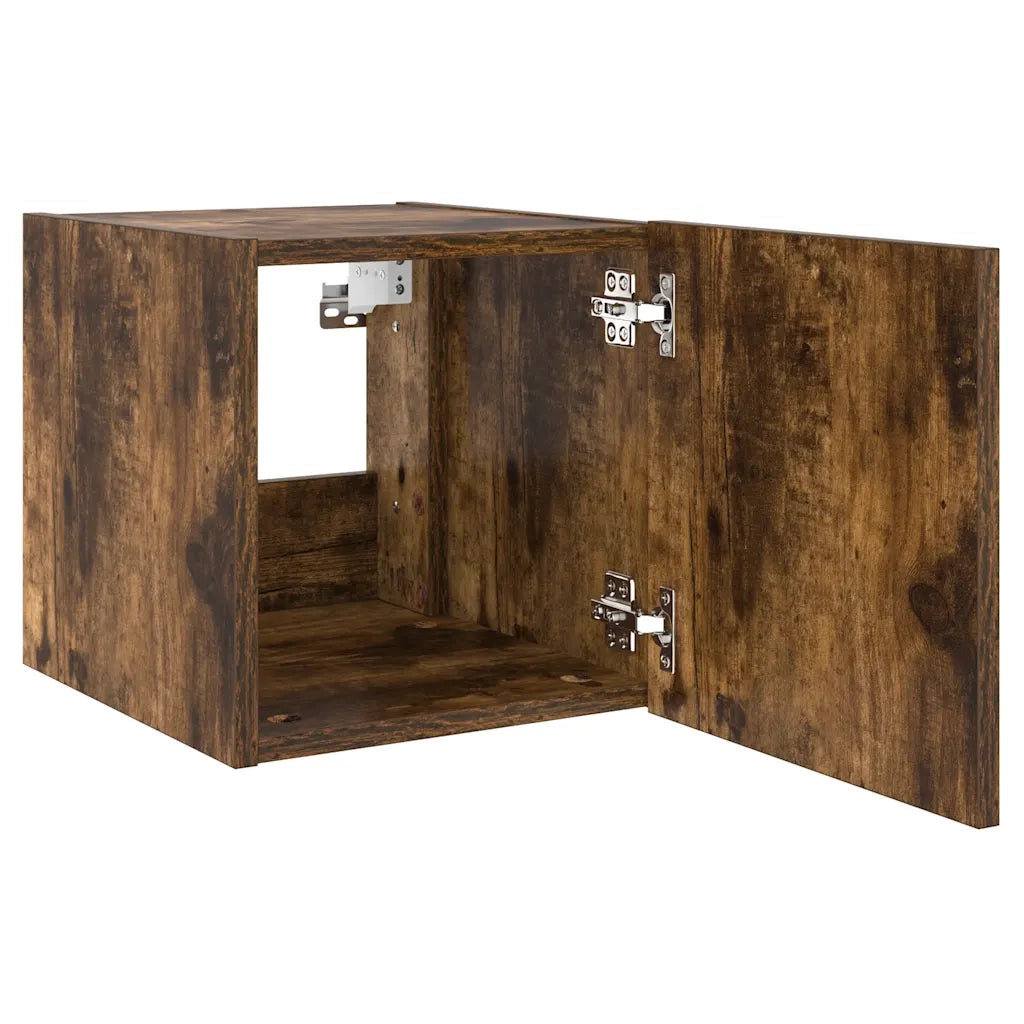 Mobile TV a Parete con Luci LED Rovere Fumo 30,5x35x30 cm