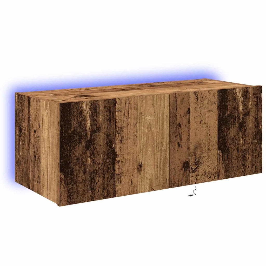 Mobile TV da parete con LED Legno vecchio 80 x 35 x 31 cm 863104