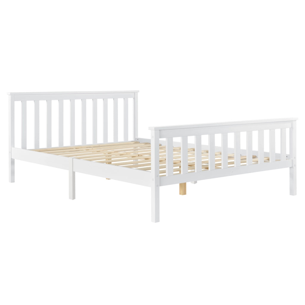 Struttura Letto Matrimoniale 160 x 200 cm Letto in Legno di Pino con Testiera e Pediera Alte - Bianco