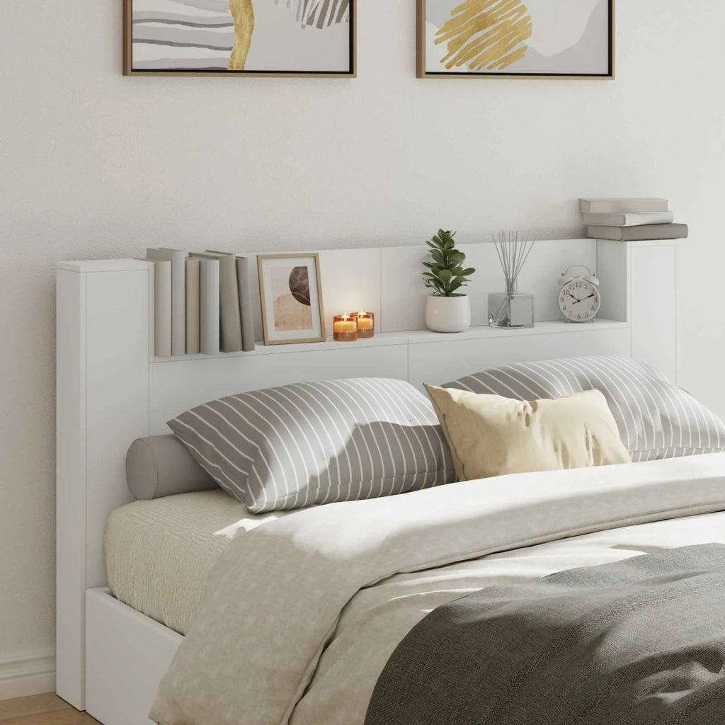 Testiera letto con mobile e LED Bianco 180 x 16,5 x 103,5 cm