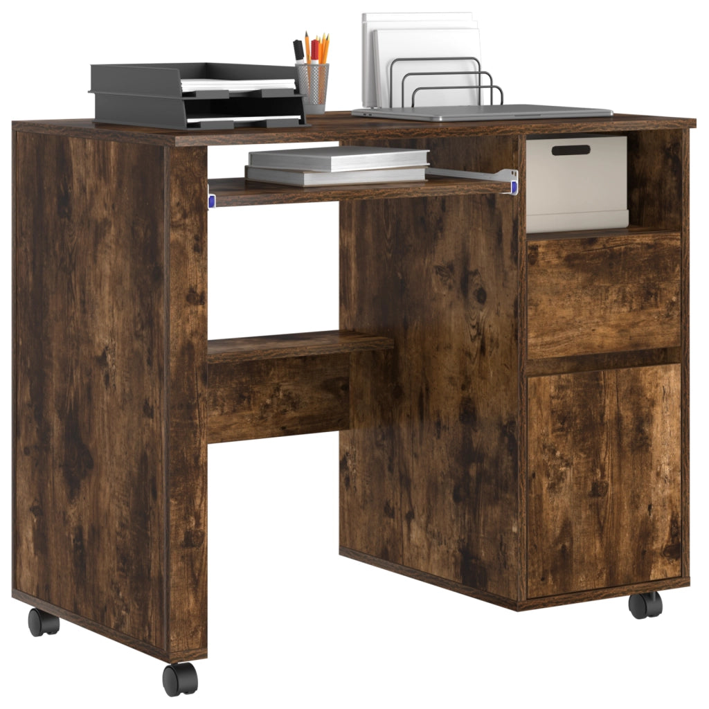 Scrivania per computer marrone Rovere affumicato Legno ingegnerizzato