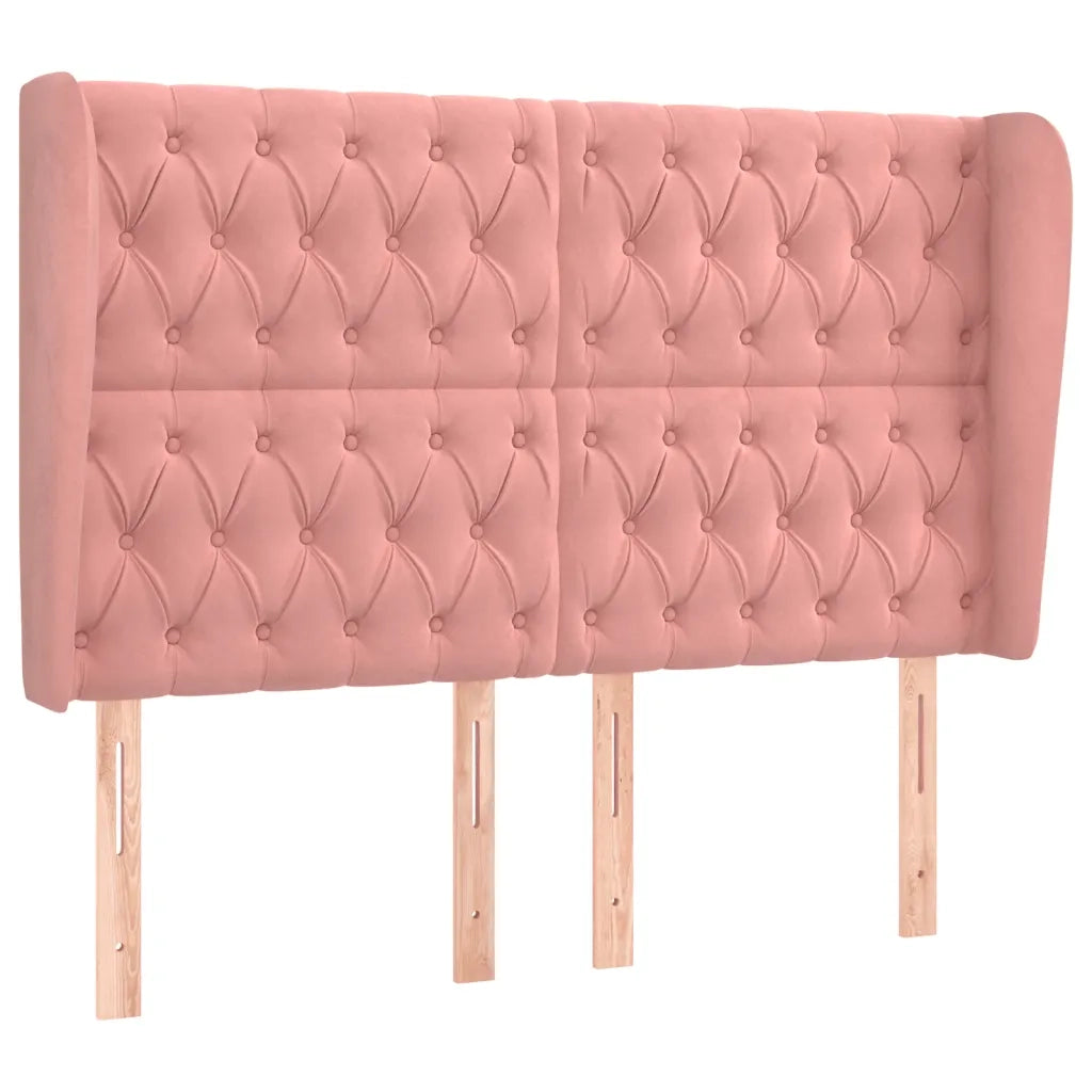 Testiera | Testata ad Orecchio Rosa 147x23x118/128 cm in Velluto
