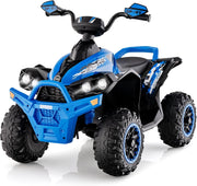 12V Quad Elettrico per Bambini, Auto Elettrica Cavalcabile con Luci LED Musica e Pedale, 2,2-4,3 km/h, Quad Regalo per Bambini 3-8 Anni (Blu)