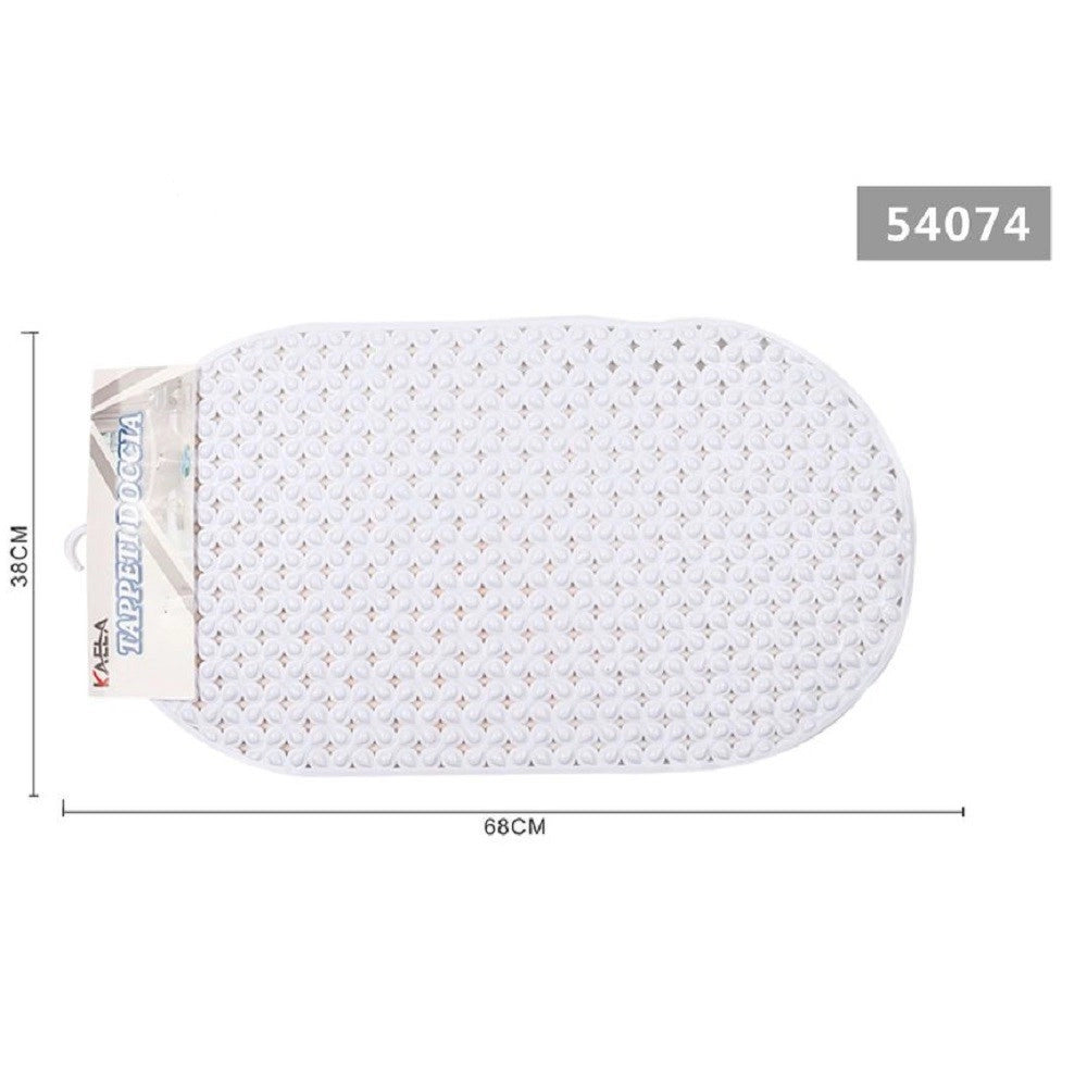 Trade Shop - Tappeto Per Doccia Antiscivolo 68x38cm Tappetino Vasca Da Bagno Bianco 54074 -