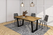 Tavolo da Pranzo, 167x90x74 cm, Per 8 persone, Tavolo Cucina, Rovere e nero