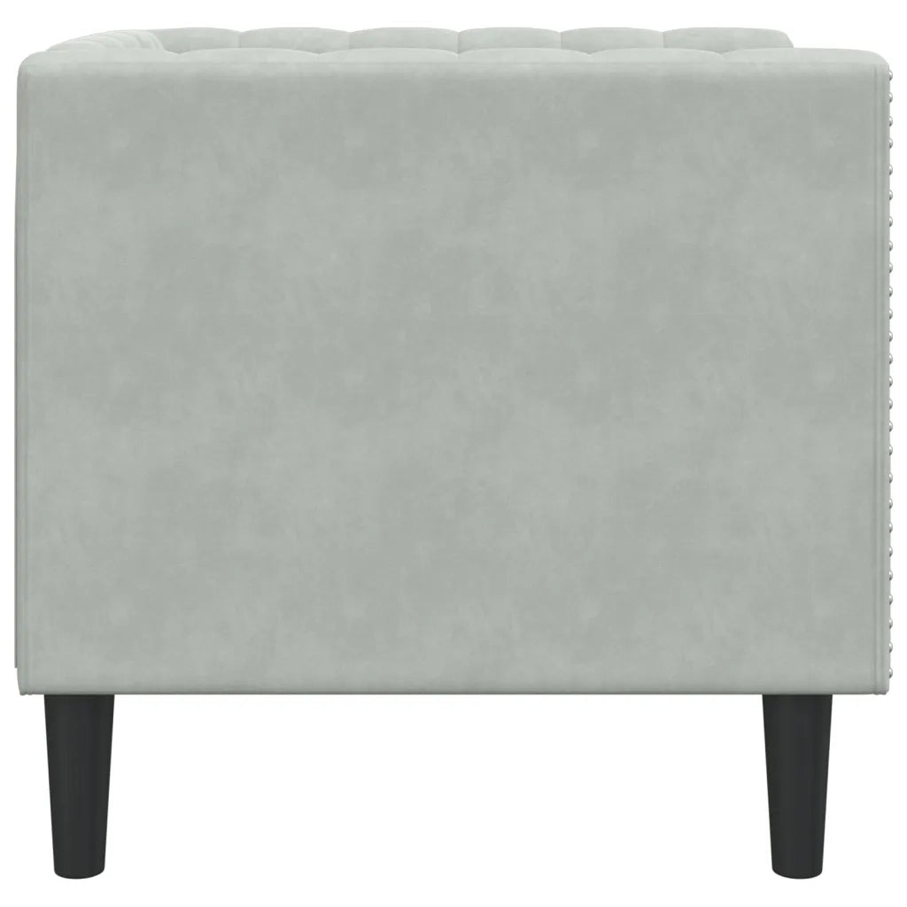 Divano Sedia-Poltrona Chesterfield Grigio Chiaro in Velluto
