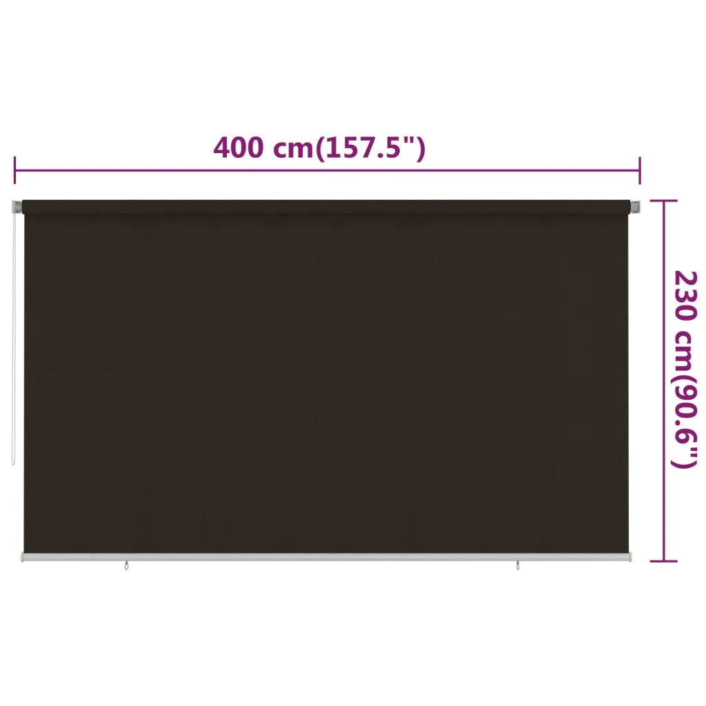 vidaXL Tenda a Rullo per Esterni 400x230 cm Marrone HDPE