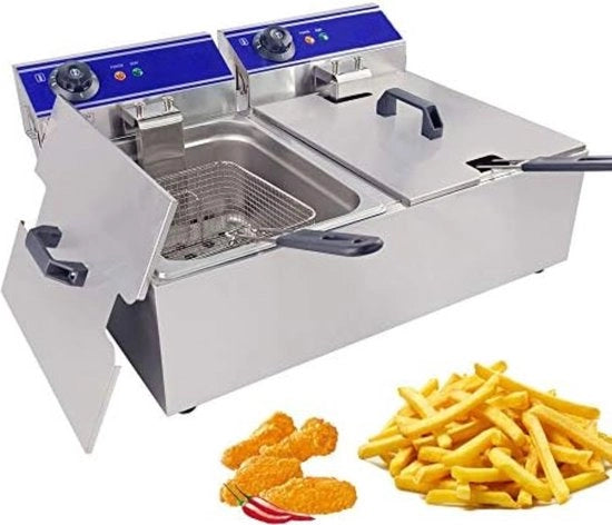 Frittura doppia - 56,6 x 43,5 x 27 cm - 9,13 kg - Argento - 6000 watt