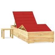 Lettino da Giardino con Tavolino Cuscino Legno Pino Impregnato cod mxl 24071