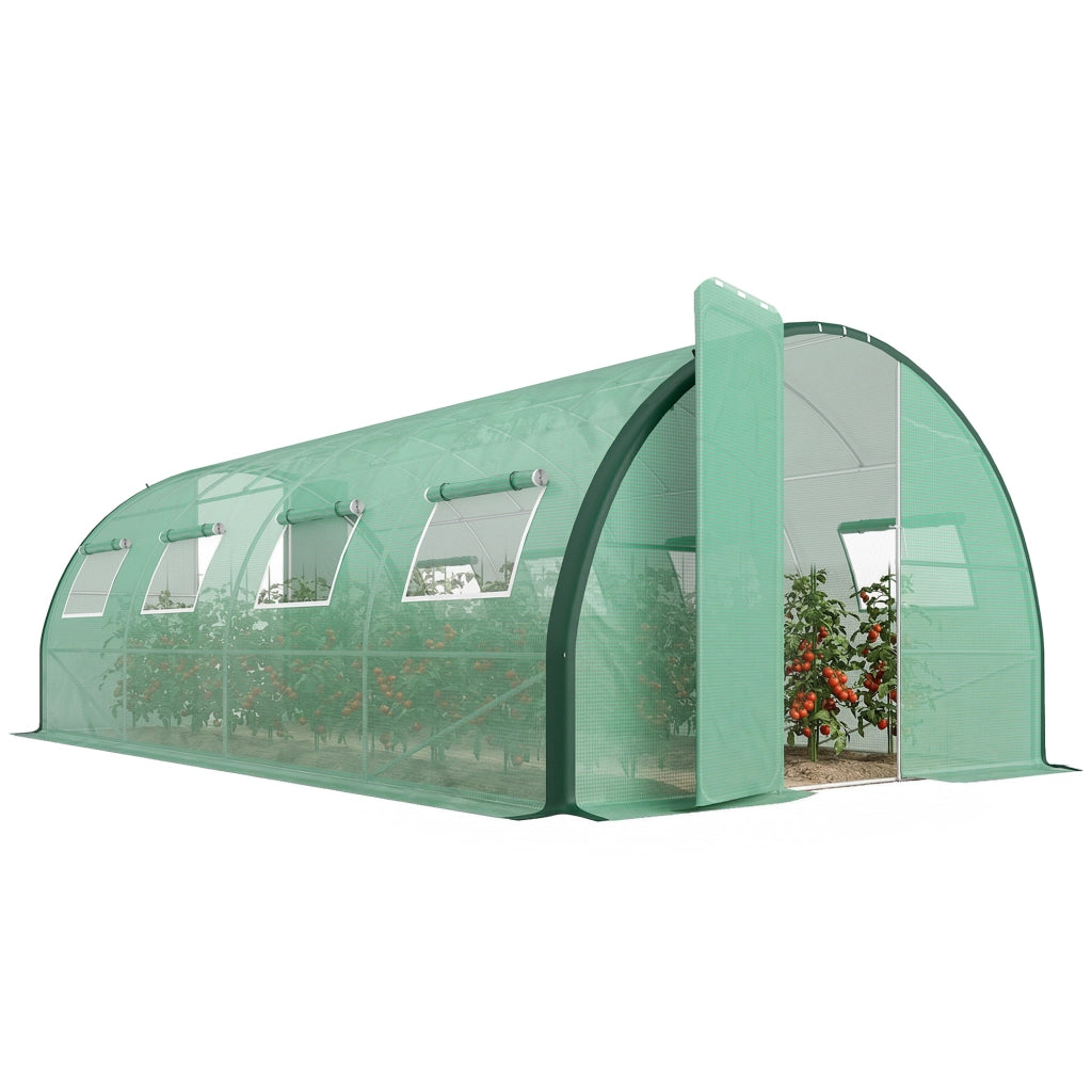 Serra da giardino tunnel 8 finestre 2 porte ¨C Minimal ¨C 18 m2 struttura in ferro galvanizzato verde