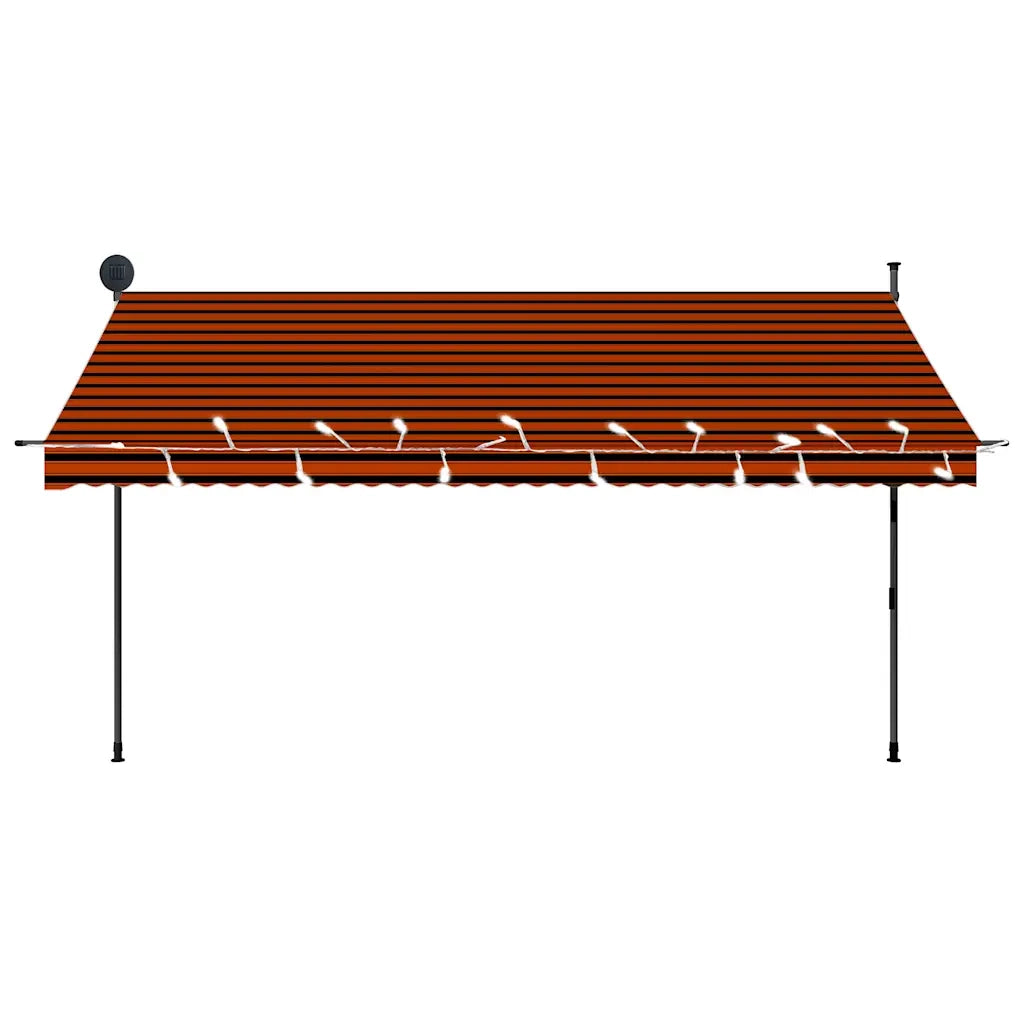 Tenda da Sole Retrattile Manuale LED 350 cm Arancione e Marrone 145881