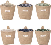 Set di contenitori di stoccaggio piccoli 6 pezzi di lino di cotone opacchiabili con tasche di appoggio per appendere oggetti di piccole dimensioni, accessori per bambini, accessori per trucco, chiavi e piccoli oggetti