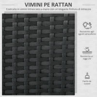 Divano da Giardino a 2 Posti con Cuscino e Braccioli in Rattan PE e Acciaio, 100x54x80cm, Nero