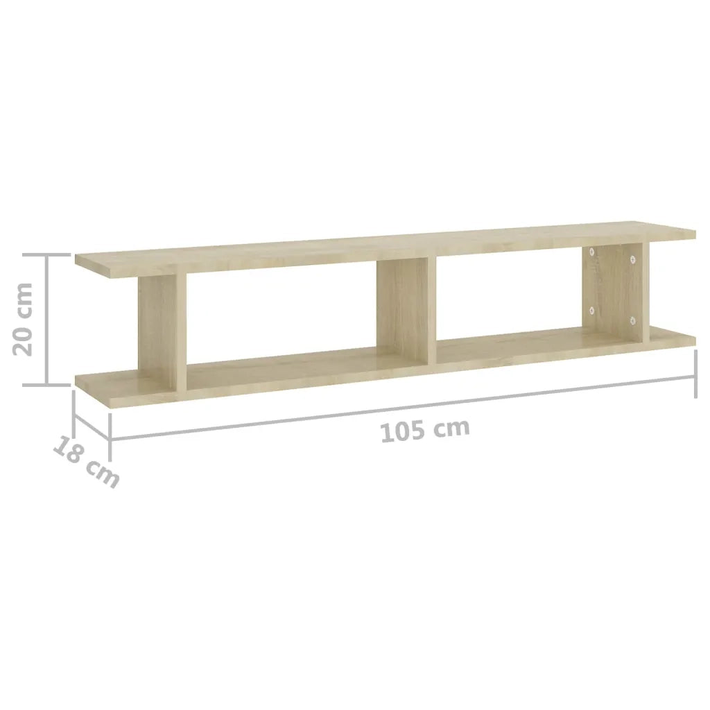 2 pz Mensole Parete | Mensola sospesa Rovere Sonoma 105x18x20cm Legno Multistrato