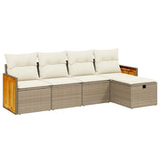 Set Divano da Giardino 5 pz con Cuscini Beige in Polyrattancod mxl 116714