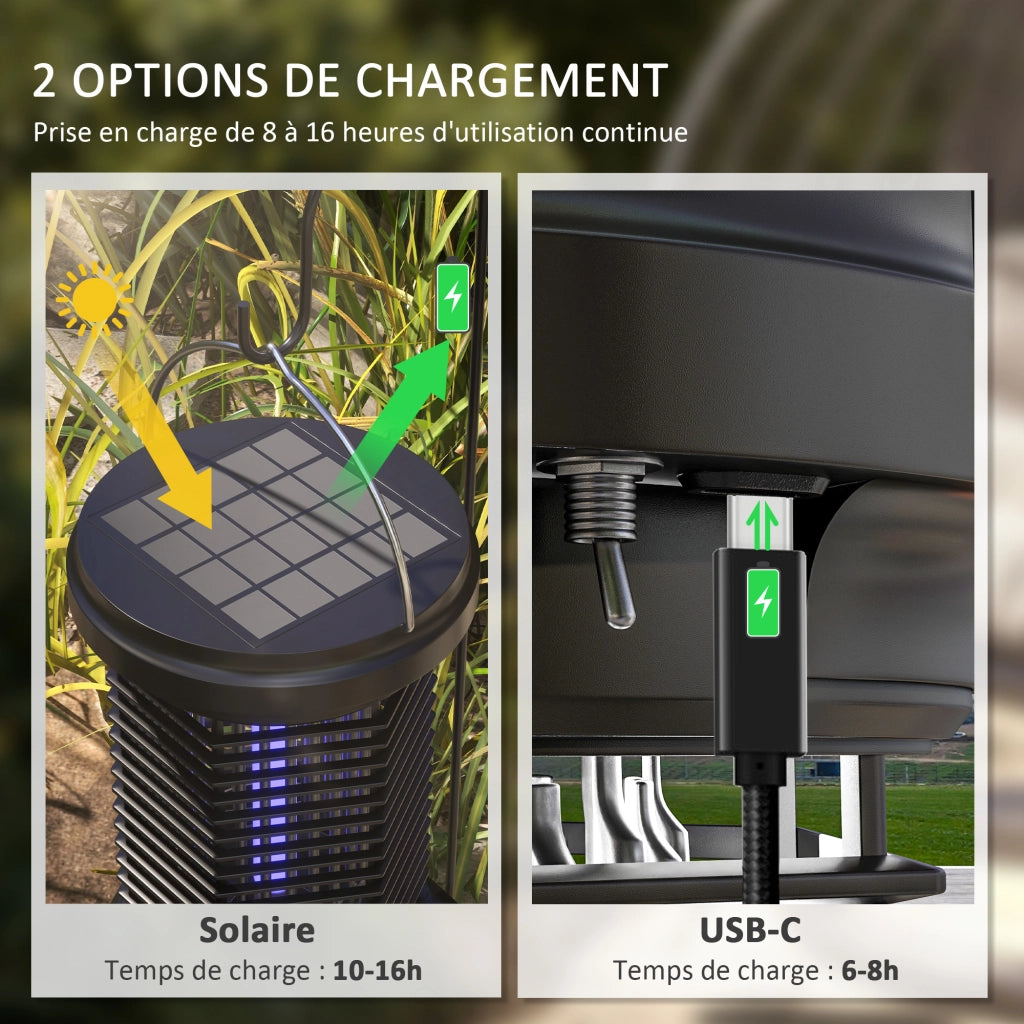 Lampada Antizanzare Solare USB-C ¨C zephmum ¨C Nero