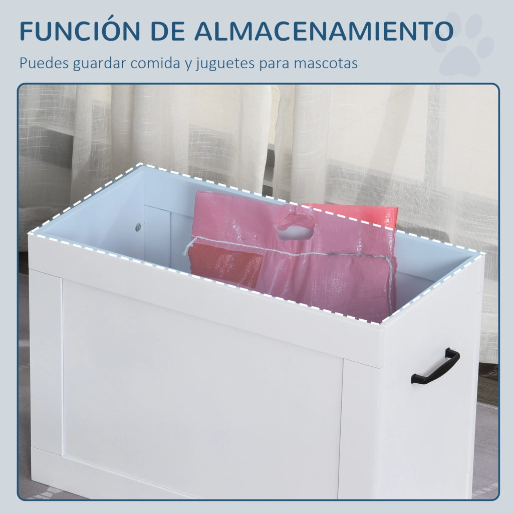 Tavolo per Cani con Ciotole e Ripiano ¨C Zephmum ¨C Bianco 60x30x41 cm