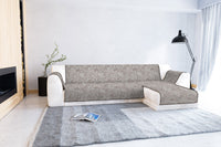 Copridivano con Penisola Destra Seduta 190 cm in Poliestere e Cotone Marrone