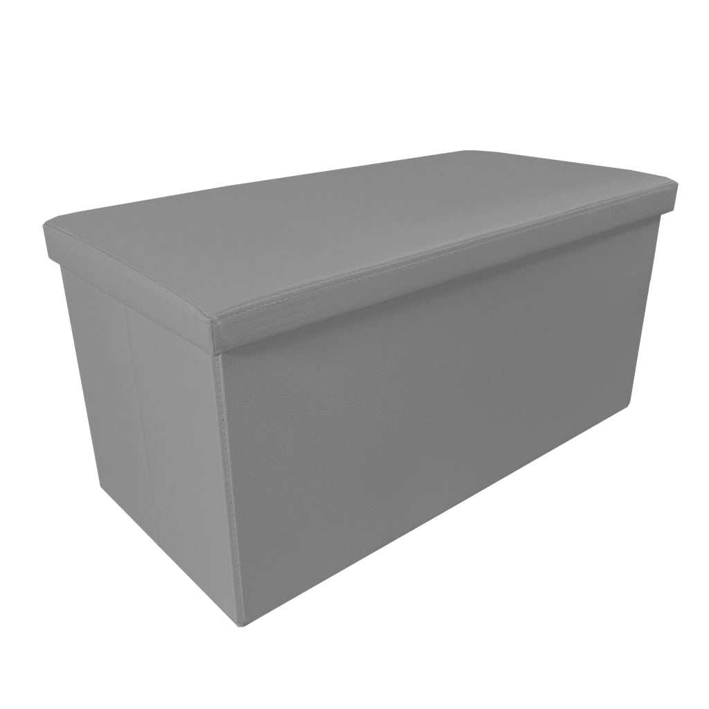 Puff Ottomano rettangolare pieghevole in similpelle 76x38x38 cm | Nyana Casa | Stile ottomano | Similpelle resistente | Nero, grigio e beige
