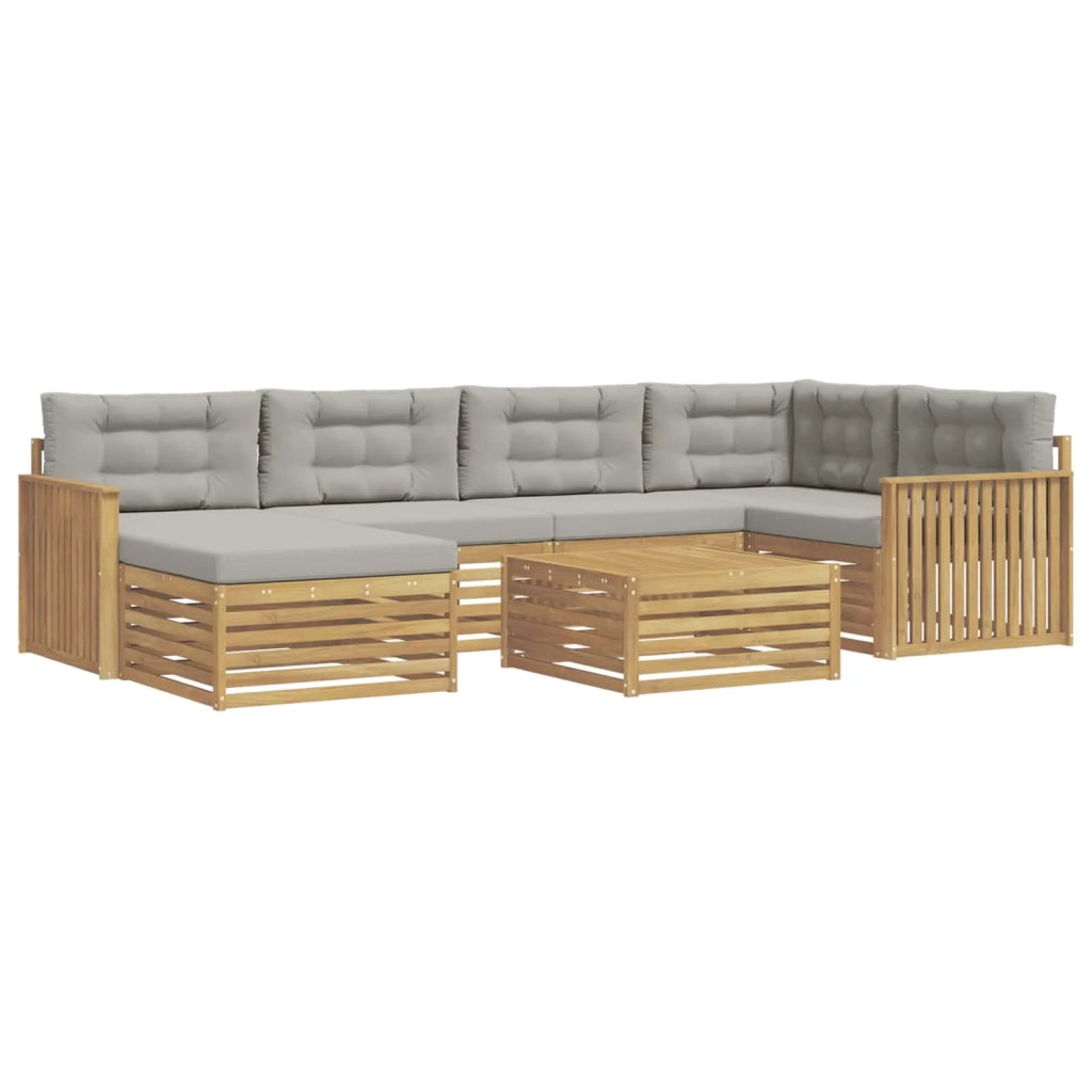 Set di divani da esterno 7 pcs Bianco e Grigio Chiaro 3390801