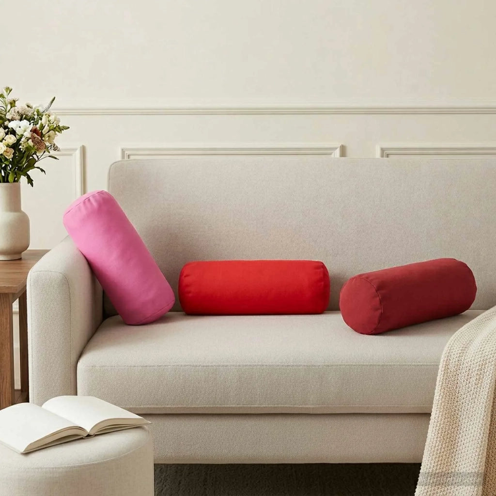 Federa 2 pcs HEERLEN Rosso Ø 15 x 40 cm Poliestere 923337