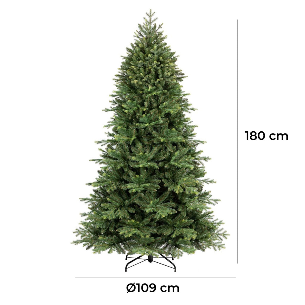 Albero di Natale Artificiale Realistico 180 cm 966 Rami Apertura a Ombrello Verde