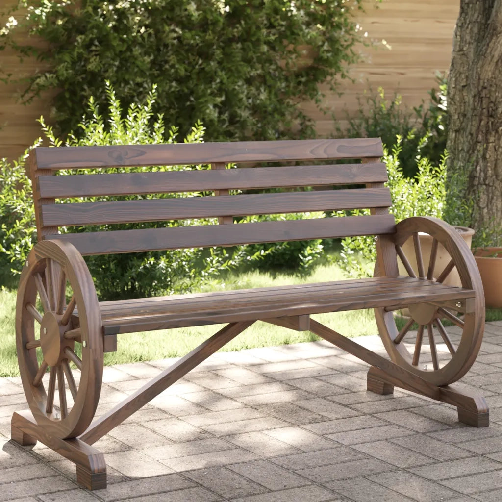 Panca da Giardino a 2 Posti-Sgabello-Panca da esterno in Legno Massello di Abete 731157