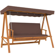 Altalena da giardino Hollywood con tettoia ¨C zephmum ¨C in legno, per 3 persone, marrone