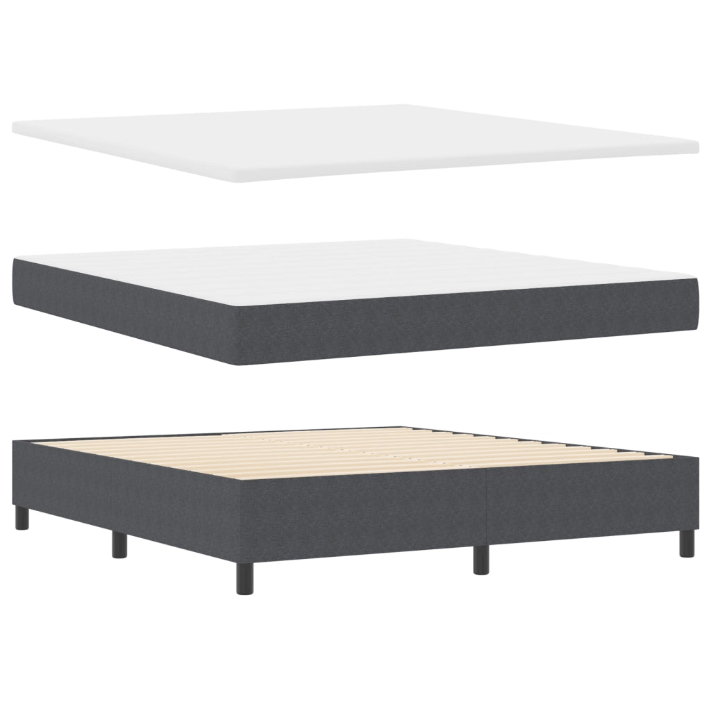 Letto con Rete a Molle con Materasso & Luce LED Grigio Scuro Tessuto in Corduroy
