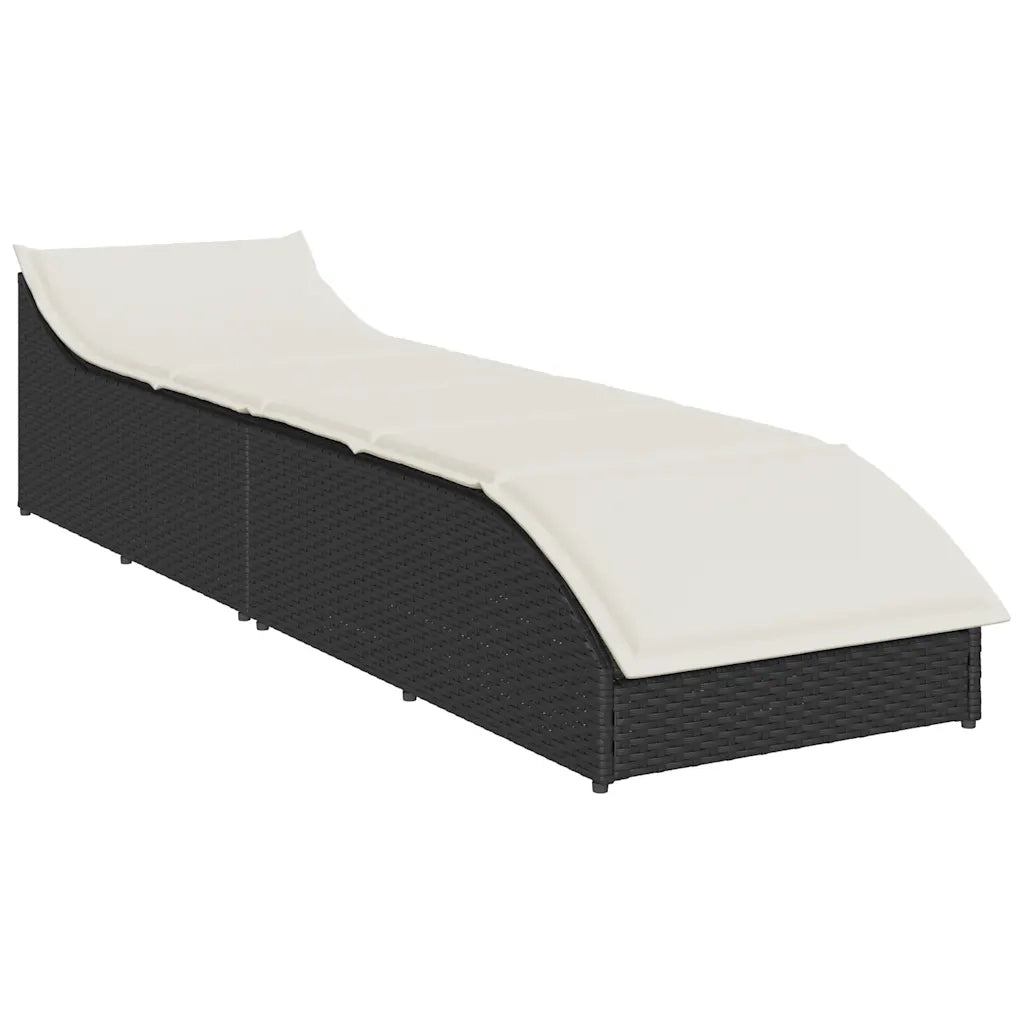 Lettino Prendisole Pieghevole con Cuscino e Portaoggetti Nero 4104220