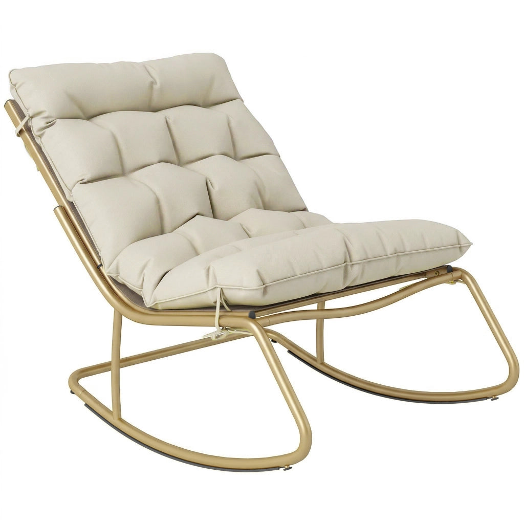 Sedia a dondolo da giardino ¨C zephmum ¨C khaki, imbottita, 63 cm