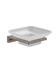 Portasapone da parete NIL in vetro e ottone grigio metallo lucido 11,05x10,3x4,25 cm