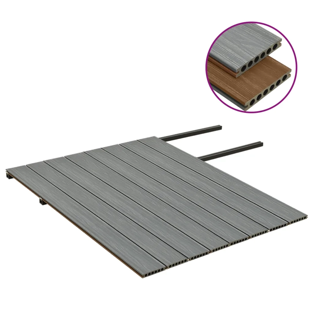 Listoni Decking WPC con Accessori Marroni e Grigi 16 m² 2,2 m 3070464
