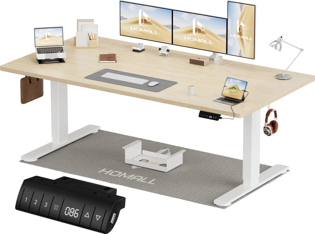200x80 CM scrivania regolabile in altezza, scrivania da ufficio con quattro sezioni, scrivania per computer con funzione di memoria.