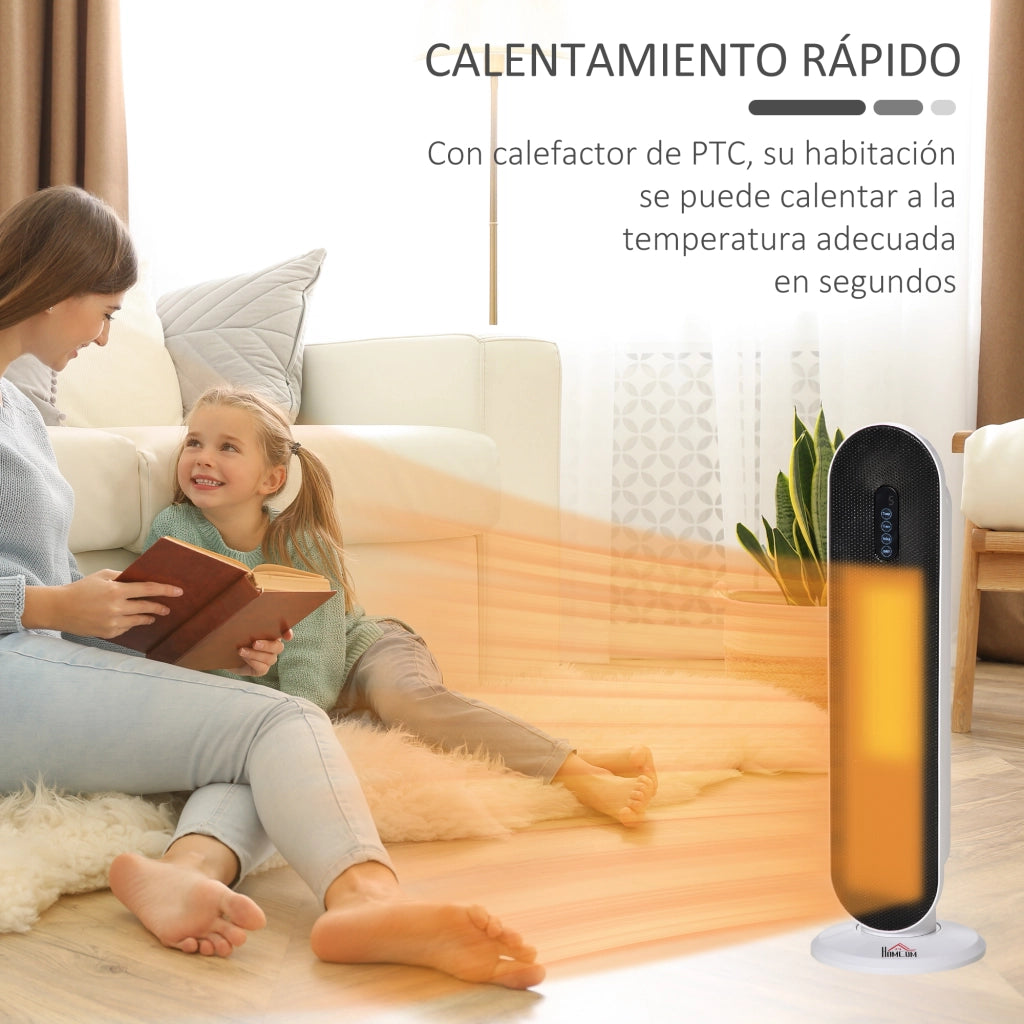 Termoventilatore Ceramico 2000W con Telecomando ¨C Zephmum ¨C 21x21x63,5 cm Bianco e Nero