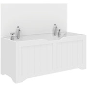 Panca Contenitore 100x40x45 cm Capacità 136L con Coperchio Sollevabile in Legno Bianca