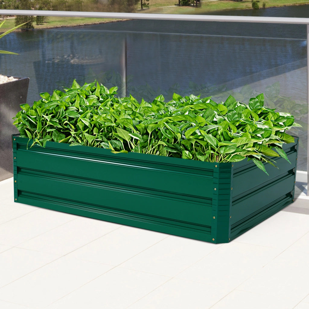 Letto da giardino rialzato in acciaio fioriera in metallo, Telaio per letto da giardino in metallo da esterno Verde Scuro-Fioriere