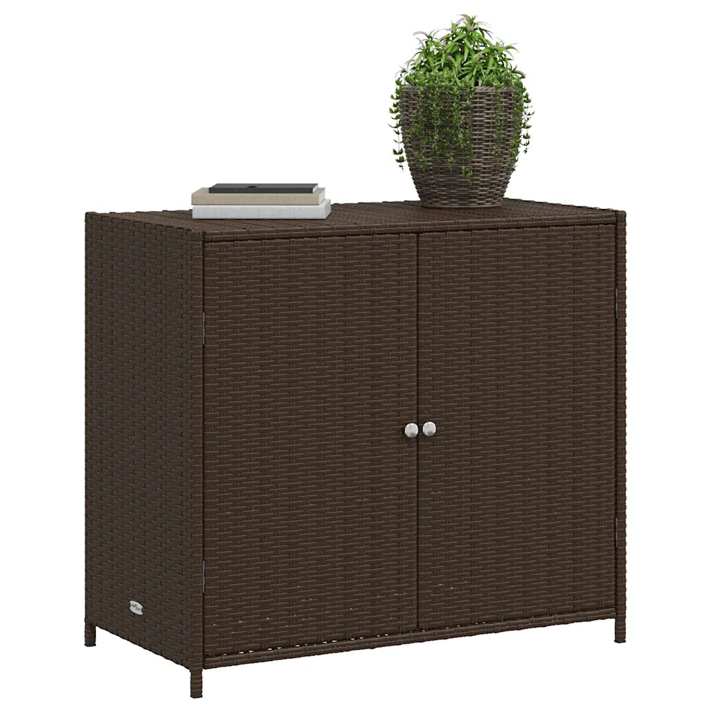 Armadietto Portaoggetti Giardino-Armadio per esterni Marrone 83x45x76 cm Polyrattan