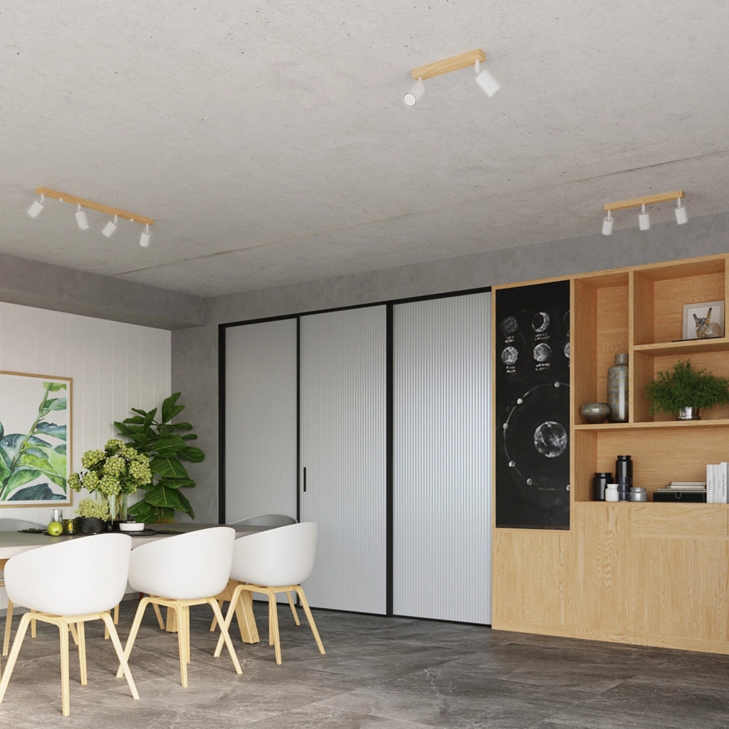 Spot soffitto barra bianca legno 4xGU10 Junglo Pure Lume