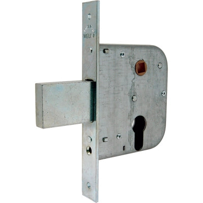 SERRATURA CANCELLO INFILARE 070500 WELKA  B.Q ZINC F.MM 22 F.SAGOM M1,5+SCR+Q8 E.MM 50